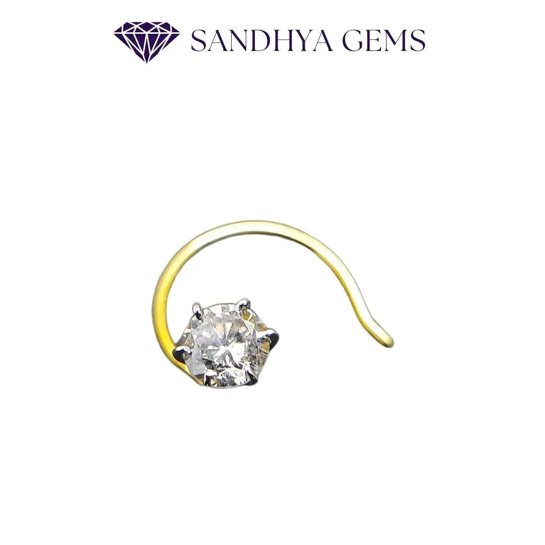 Diamond Nose Ring ( 18k Gold ) - Sandhya Gems Corner